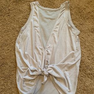 Grey Tie Back Gym Tank